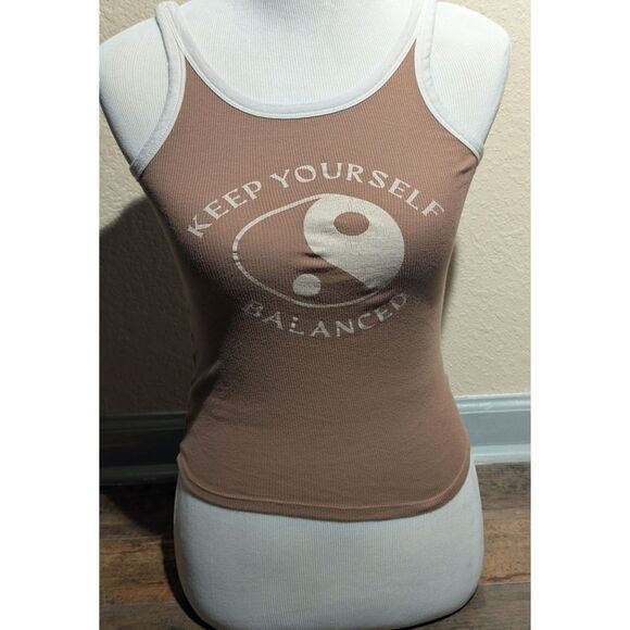 American Eagle Ribbed Tank Top - Size XS - "Keep Yourself Balanced' - Picture 1 of 3